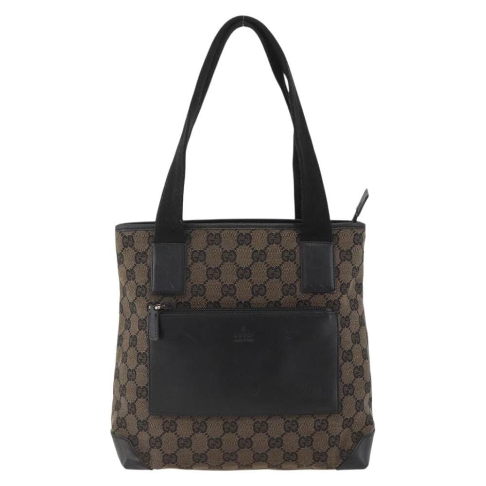 Gucci GG Canvas Tote Bag Black Silver 019